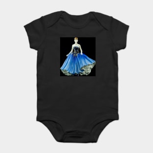 Bone China Figurine wearing a Blue Dress Baby Bodysuit